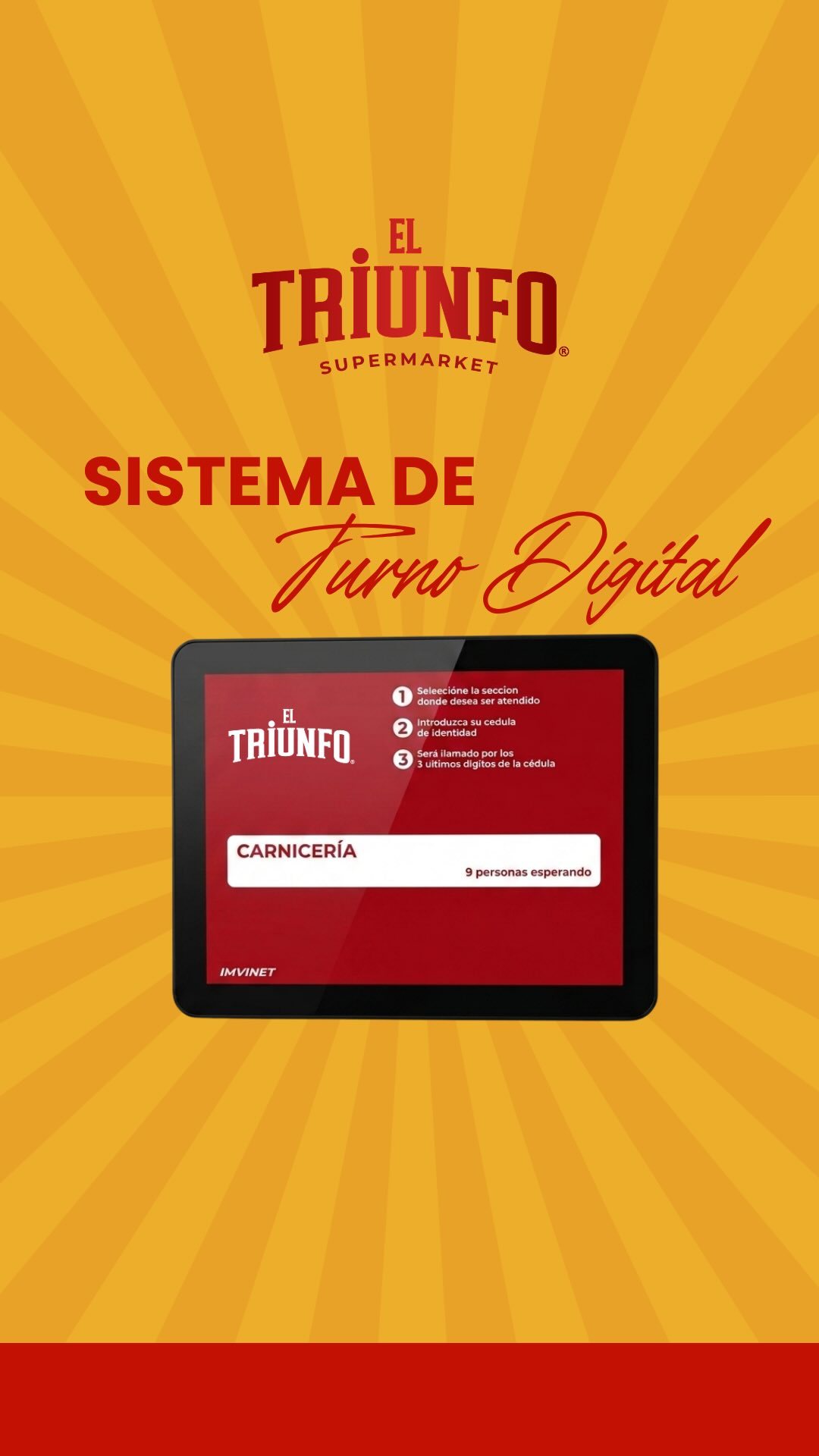 Sistema de turno digital de El Triunfo Supermarket